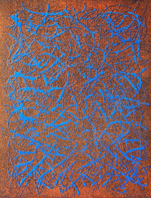 Magdalena-Grandmontagne-Écriture-Gestuelle,-Farbradierung,-1980,-Foto-Matthias-Schelden