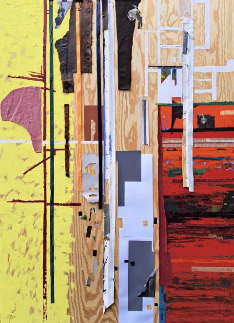 Hubert Wurth, sans titre, 2022, collage et peinture sur bois, 140 x 100 cm web