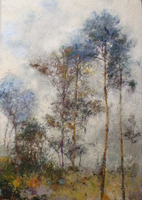 Ein-Grünspecht-singt-im-Nieselregen,-140-x-100-cm-Kopie